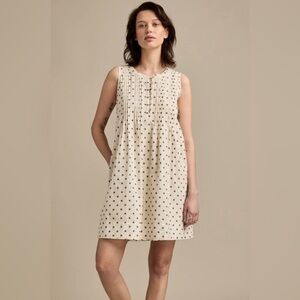 NWOT Lucky Brand Cream Polka Dot Mini Dress ✨with pockets✨